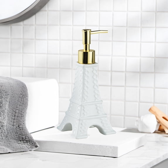 Kugisaki Soap Dispenser Lotion Dispenser Bathroom Household Refill Bottle Iron Tower Shape Lotion Bottle Pressure Dispenser Bottles for Shower gel