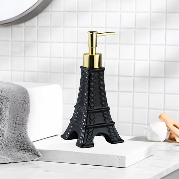 Kugisaki Soap Dispenser Lotion Dispenser Bathroom Household Refill Bottle Iron Tower Shape Lotion Bottle Pressure Dispenser Bottles for Shower gel