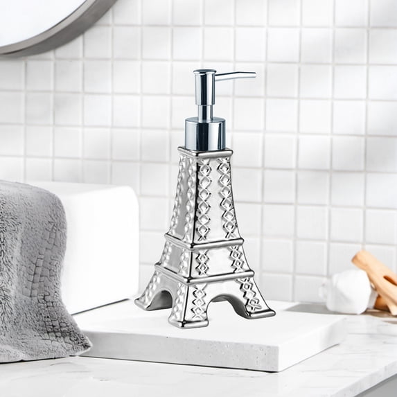 Kugisaki Soap Dispenser Lotion Dispenser Bathroom Household Refill Bottle Iron Tower Shape Lotion Bottle Pressure Dispenser Bottles for Shower gel