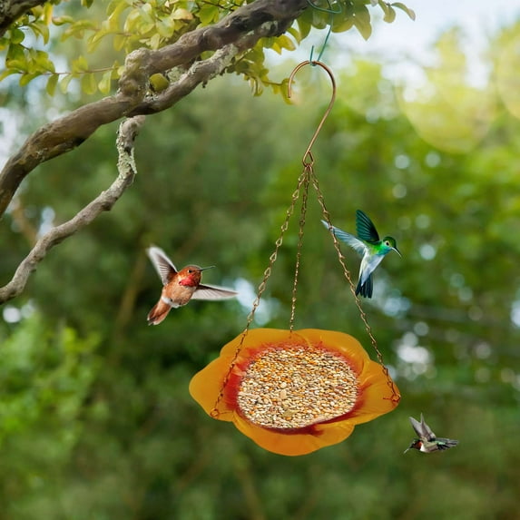 Kugisaki Hanging Bird Feeder Bird Feeder Hanging for Garden Yard Outside Hanging Bird Feeder Tray - Metal Mesh Feeders for Birds