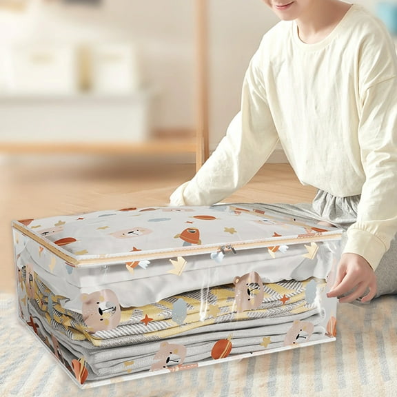 Kugisaki Home Large Capacity Storage Bags, Transparent Storage Contains with Handle for Pillows Coats Blankets Clothes, Suitable for BedRoom Dorm