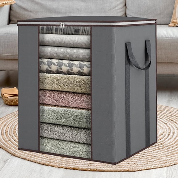 Kugisaki Household Large Storage Bags Comforter Storage Bin with Handles and Window Clothes Storage Containers for Bedding Pillow Sheet