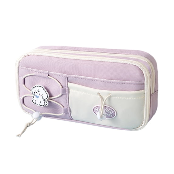 Kugisaki Large Capacity Pencil Case Drawstring Stylish Pencil Pouch Multi Pockets Portable Storage Pencil Bag for Office