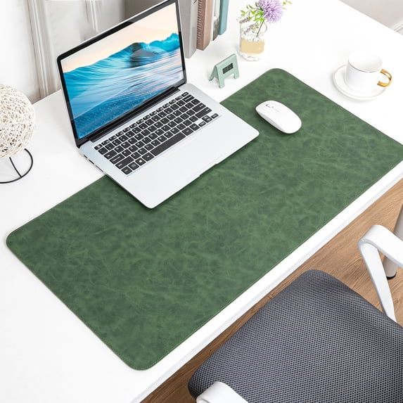Kugisaki Leather Mouse Pad Large Desk Mat Non-Slip Rubber Base Stitched Edge Large Extended Desk Protector for Home Office, 15.8x31.5 in