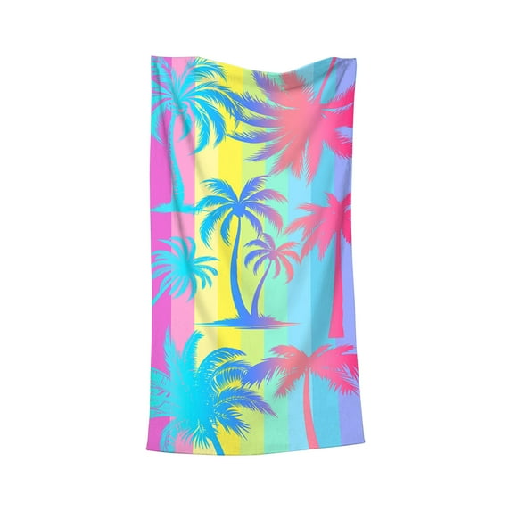 Kugisaki Microfiber Beach Towel Sandproof Absorbent Beach Blanket Colorful Printed Bath Towel Multi-Purpose Towel for Travel Vacation 27.5x55 Inch