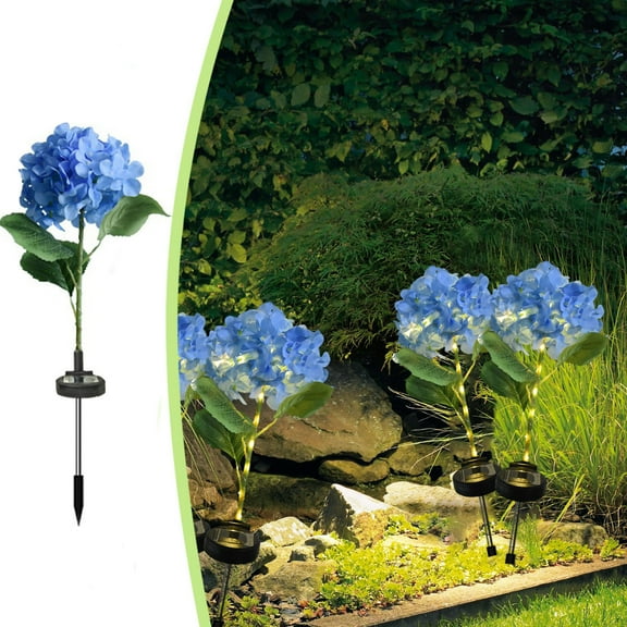 Kugisaki Outdoor Solar Lights Solar Garden Light with Hydrangea Blossom Shape Waterproof Solar Stake Lights Outdoor for Patio Yard Garden Decoration