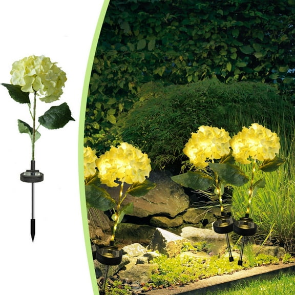 Kugisaki Outdoor Solar Lights Solar Garden Light with Hydrangea Blossom Shape Waterproof Solar Stake Lights Outdoor for Patio Yard Garden Decoration