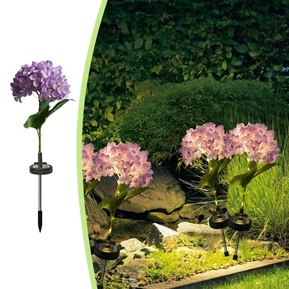 Kugisaki Outdoor Solar Lights Solar Garden Light with Hydrangea Blossom Shape Waterproof Solar Stake Lights Outdoor for Patio Yard Garden Decoration