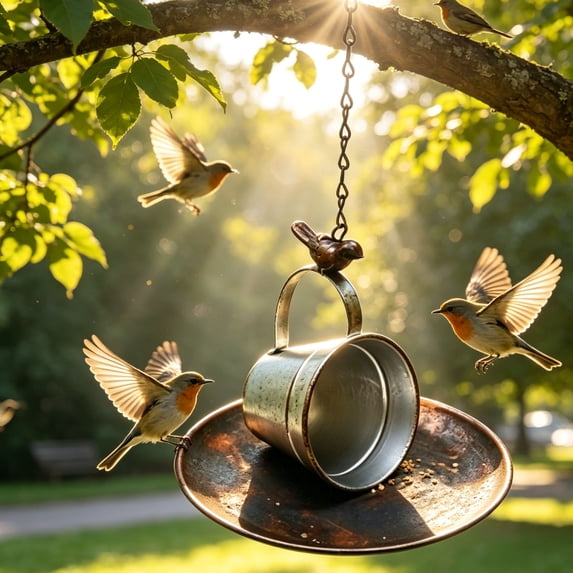 Kugisaki Outdoor Standing Bird Feeder Creative Shaped Bird Feeder Metal Wild Bird Feeder Garden Decor Ideal Gifts