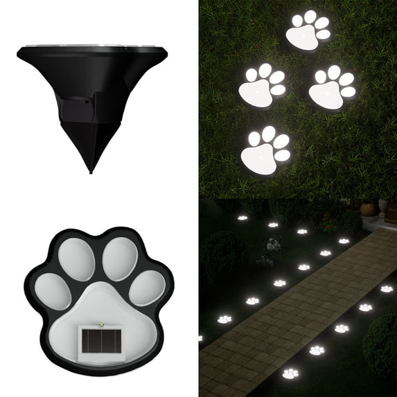 Kugisaki Paw Print Solar Lights Outdoor Garden Decor Waterproof Yard Pathway Decor Light for Patio Lawn Ideal Gifts
