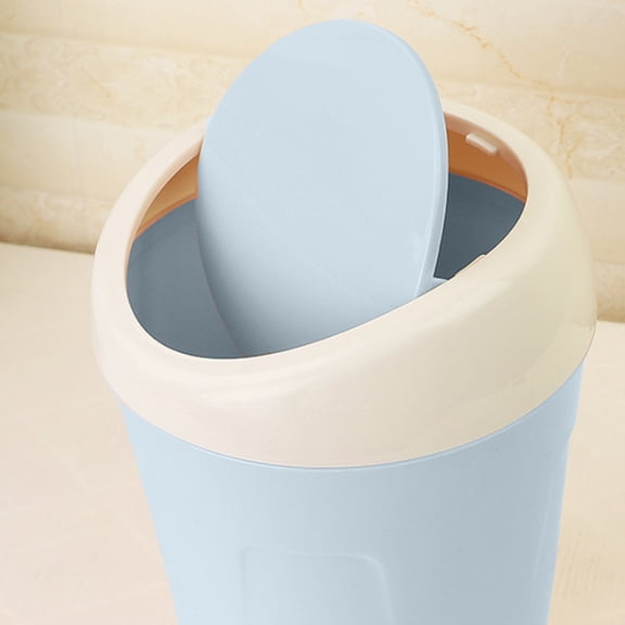 Kugisaki Plastic Mini Wastebasket Trash Can with Swing Lid Tiny Desktop Waste Garbage Bin for Home Office Kitchen