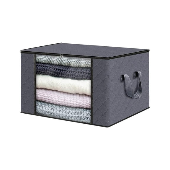 Kugisaki Quilt Storage Box, Large-Capacity Fabric Organizer with Clear Window & Zipper, Home Storage Solution for Bedding, Clothes & Blankets