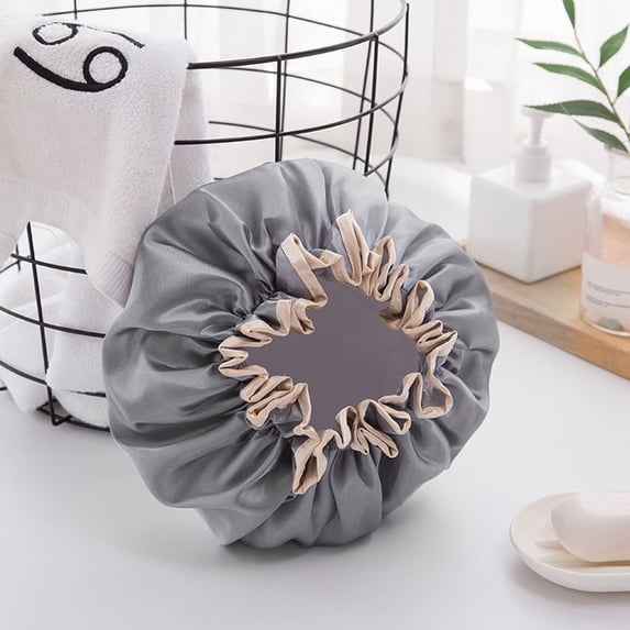 Kugisaki Reusable Shower Cap for Women Waterproof Shower Bonnet Washable Elastic Band Bath Hair Hat for Long Hair, Braids