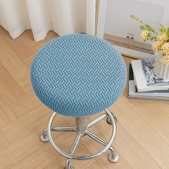 Kugisaki Round Fleece Chair Cover, Soft Comfortable Chair Seat Cover with Elastic Straps, Stain-resistant No-slip Chair Cover for Dining Chair Office Chair, 14.7x14.7In