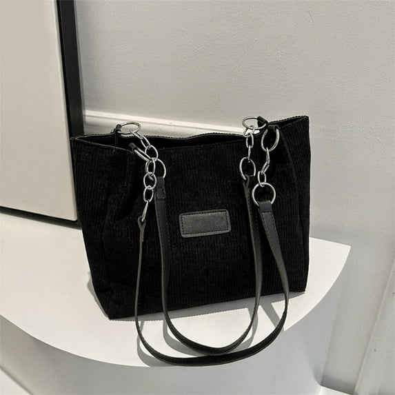 Kugisaki Shoulder Bag Striped Velvet Bag Large Capacity Handheld Canvas Tote Tote Hundred Cas ual Shoulder Crossbody Bag for Casual Outings Daily Commuting