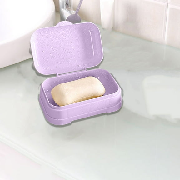 Kugisaki Soap Dish Double Layer Draining Soap Holder with Lid & Water Tray for Bathroom Shower, Kitchen Sink Dish