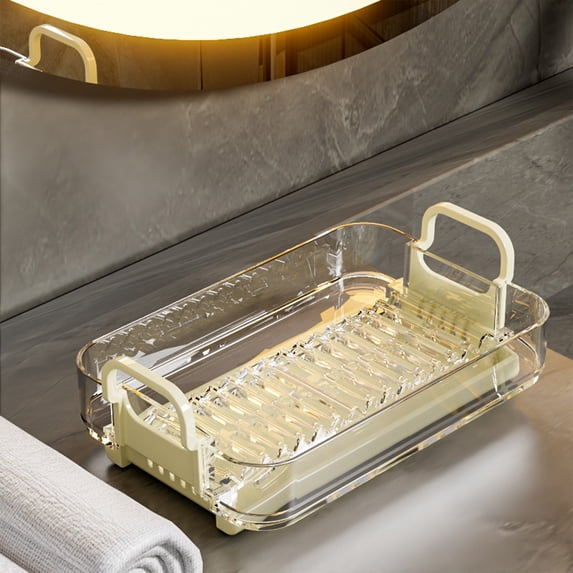 Kugisaki Soap Dish Tray Soap Holder with Drain Chute for Bathroom Shower Kitchen Sink Dish