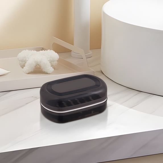 Kugisaki Soap Dish with Lid & Draining Layer Bar Soap Holder Case Container Portable Soap Box for Bathroom Shower Kitchen Sink Dish