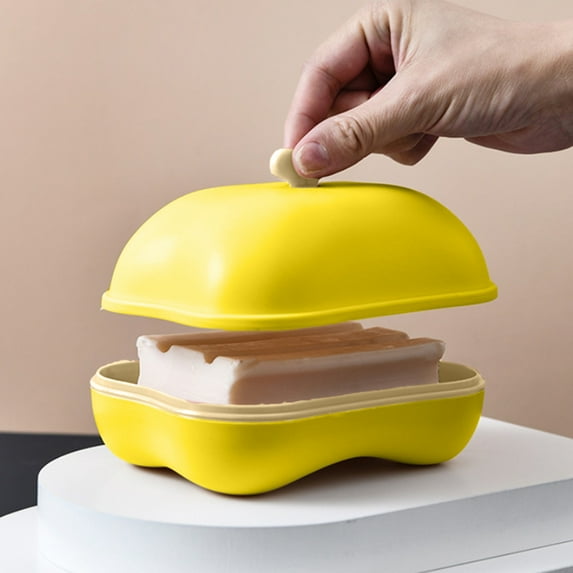 Kugisaki Soap Dish with Lid & Draining Layer Double Layers Soap Holder Case Container for Bathroom Shower, Kitchen Sink Dish