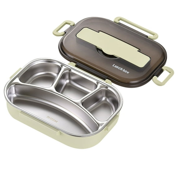 Kugisaki Stainless Steel Bento Box 4 Compartments Leak Proof Metal Bento Lunch Box, 304 Stainless Steel Bento Lunch Containers for and Office