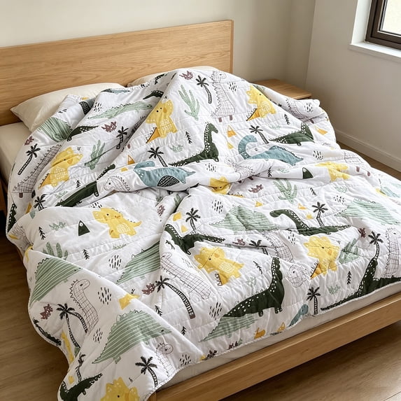 Kugisaki Summer Quilt Cotton Quilt Breathable Blanket Soft Fluffy Cooling Comforter Bed Blanket for Bedroom Living Room All Season