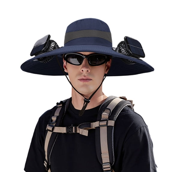 Kugisaki Sun Hat with Fans Solar Power Fan Wide Brim Sun Hat Fishing Essentials for Hiking Beach Summer Outdoor