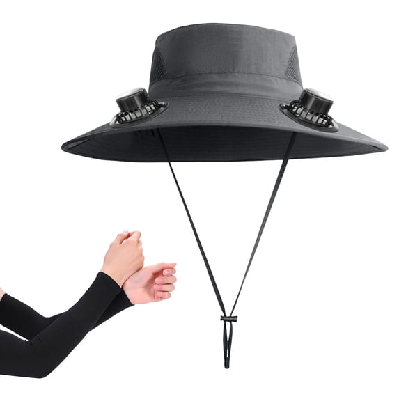 Kugisaki Sun Hat with Fans Solar Power & USB Charging Fishing Essentials for Women Men Camping Hiking Beach Gardening(Free Ice Sleeve)