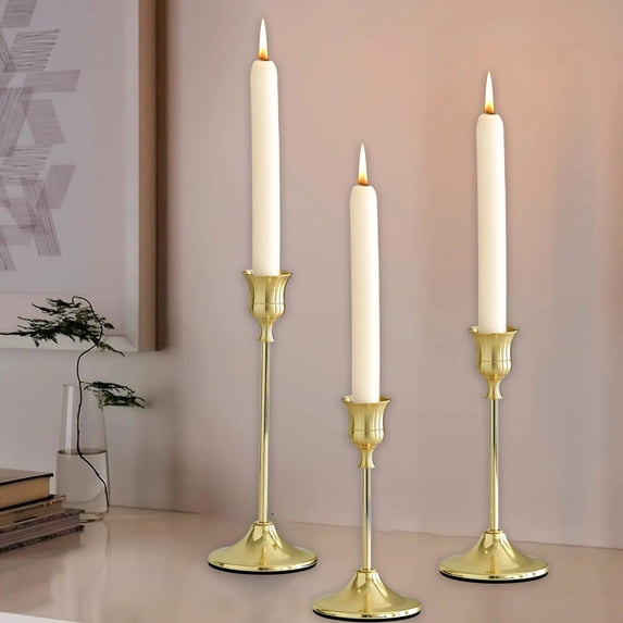 Kugisaki Taper Candle Holder Set of 3 Vintage Romantic Candlestick Holders for Candlelit Dinner Valentine's Day Wedding Housewarming Layout