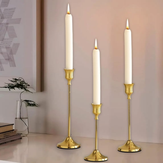 Kugisaki Taper Candle Holder Set of 3 Vintage Romantic Candlestick Holders for Candlelit Dinner Valentine's Day Wedding Housewarming Layout