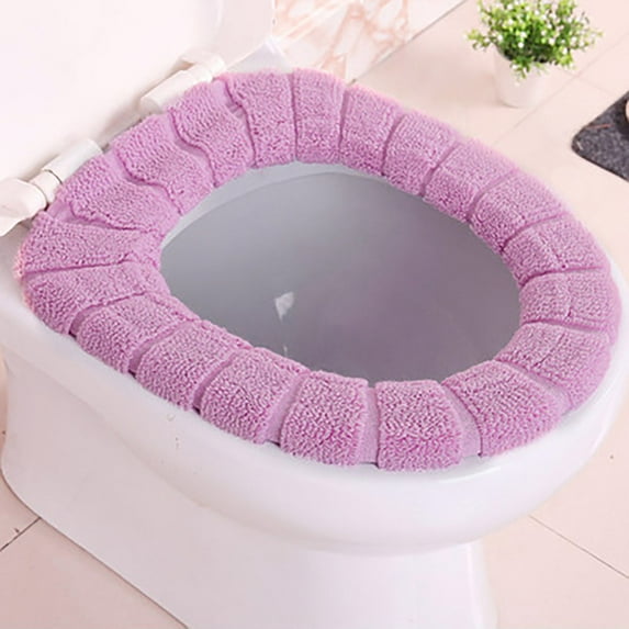 Kugisaki Thicker Bathroom Toilet Seat Cover Pads- Soft Warmer Toilet Seat Cushion Cover Stretchable Washable Fiber Cloth, Easy Installation Comfortable Toilet Lid Seat Cover