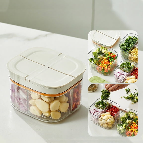 Kugisaki Transparent Food Storage Containers with Snap Locking Lids Four Compartments Containers Airtight Foods Containers for Fridge