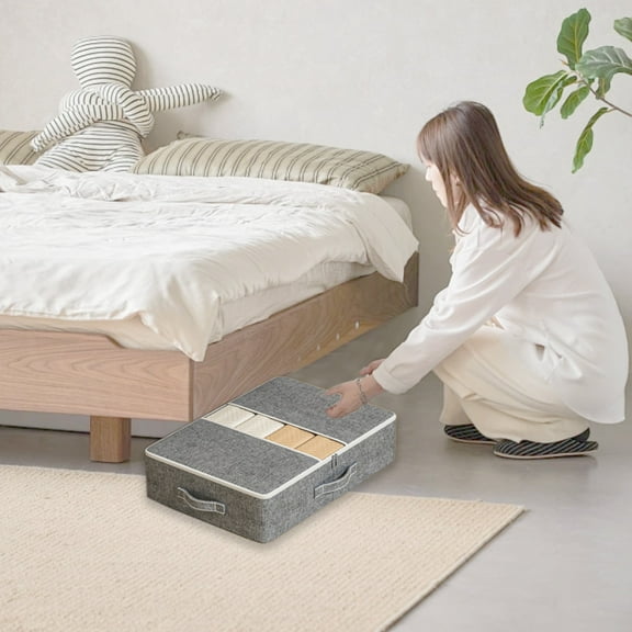 Kugisaki Under Bed Storage Bags, Large Capacity Storage Containers with Reinforced Handle and Window, Organization for Comforters, Sheets, Clothes