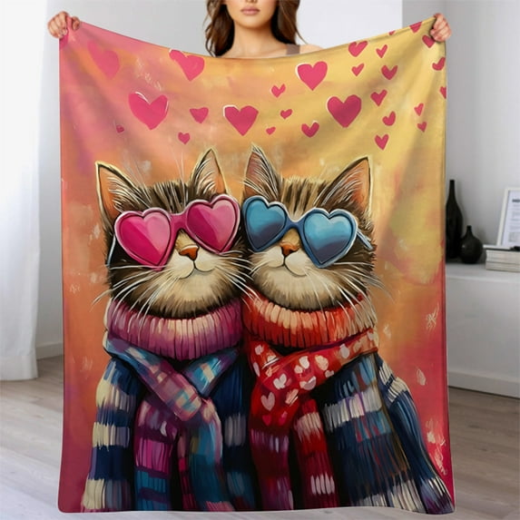 Kugisaki Valentine's Day Decoration Home Valentine's Day Throw Blankets 27.5x39.3in Soft Lightweight Cozy Flannel Blankets Love Gift for Wife Women Couch Sofa Bed Decor