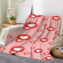 Kugisaki Valentine's Day Decoration Home Valentine's Day Throw Blankets Soft Cozy Flannel Blankets for Sofa Bed Heart Printed Wedding Anniversary Birthday Romantic Gifts 39.3*29.5in