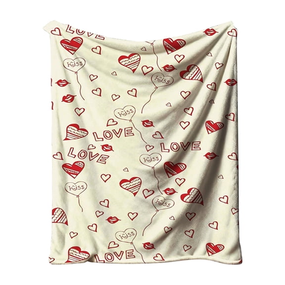 Kugisaki Valentine's Day Decoration Home Valentine's Day Throw Blankets Soft Lightweight Cozy Flannel Blankets Love Gift for Wife Women Couch Sofa Bed Decor 39.3 x 51.2 in