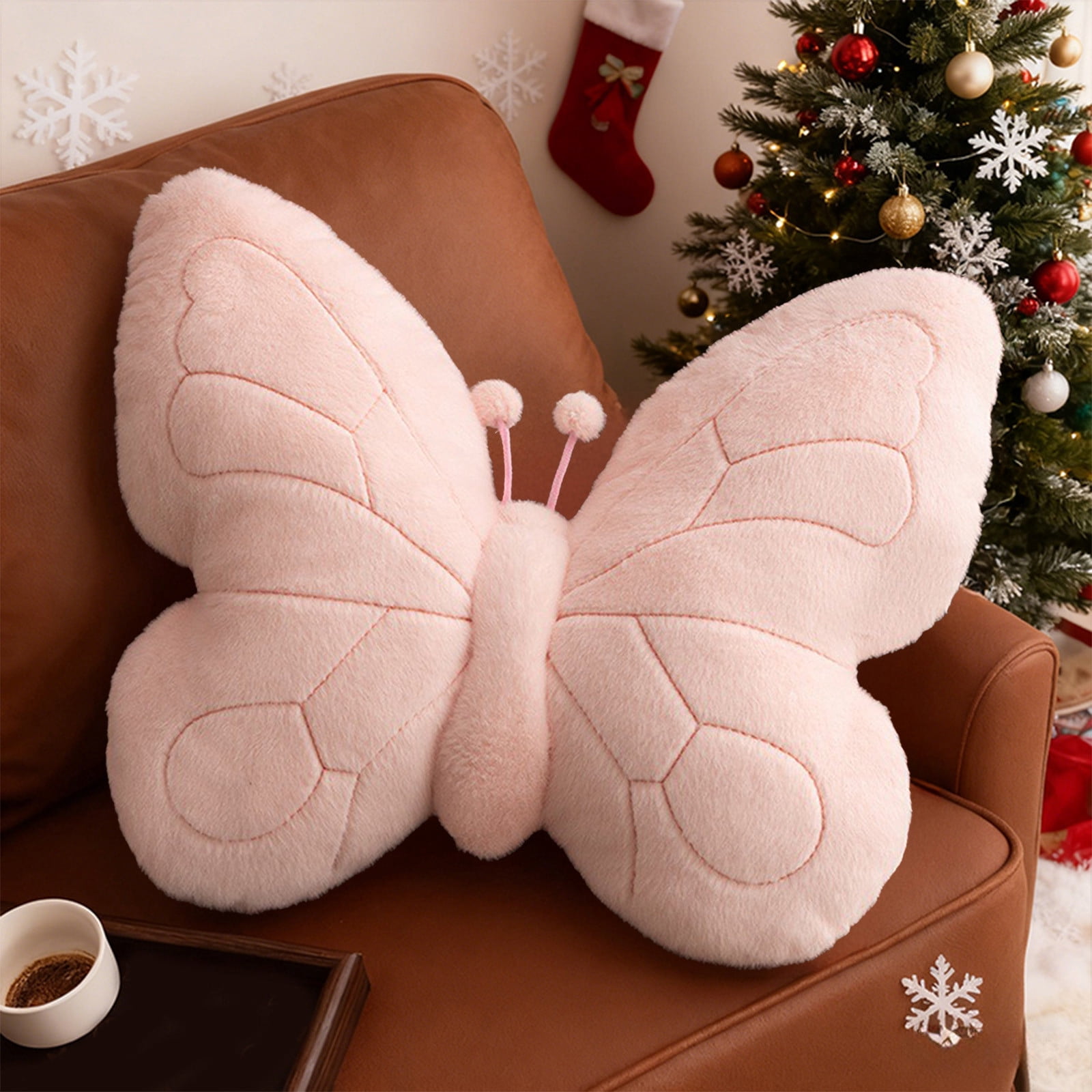 Kugisaki Valentines's Day Butterflies-shaped Throw Pillows Cute Plush Fluffy Throw Pillows Sofa Cushions for Large Couch Sofa Home Holiday Decorations
