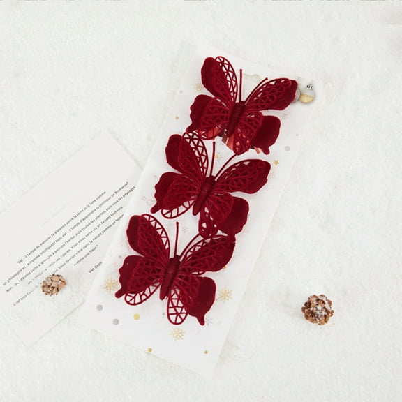 Kugisaki Velvet Christmas Flower Bow Christmas Tree Decoration Mood Hanging Ornament for Christmas Tree Topper Door Fireplace Stairs, Home Christmas Party Ambient Layout