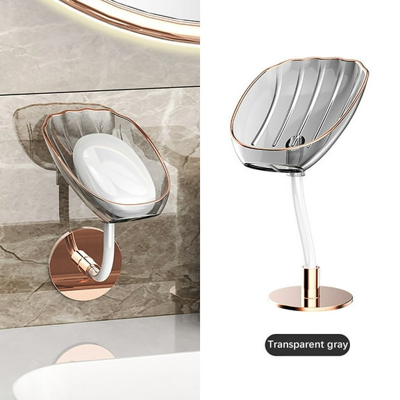 Kugisaki Wall Mounted Soap Dish Rotating Soap Holder with Drain Hole Punch Free Soap Holder for Bathroom Shower Kitchen Sink Dish