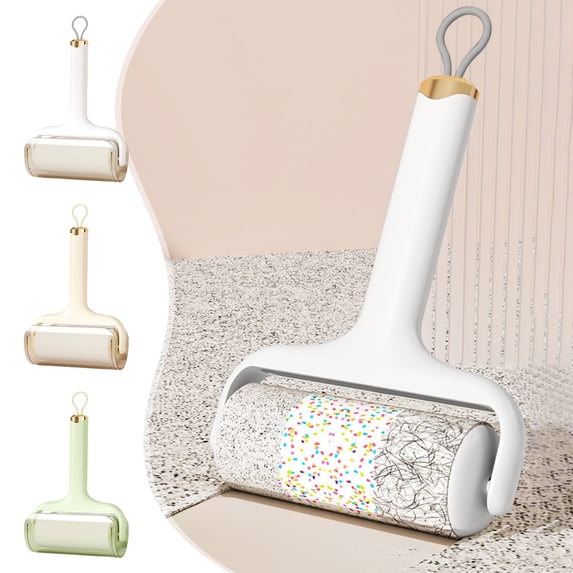 Kugisaki Washable Reusable Lint Roller with Cover, Portable Lint Sticker Remover with Hanging Design, Pet Hair Rollers Sticky Cleaner Hair Remover for Clothes Couch Bed