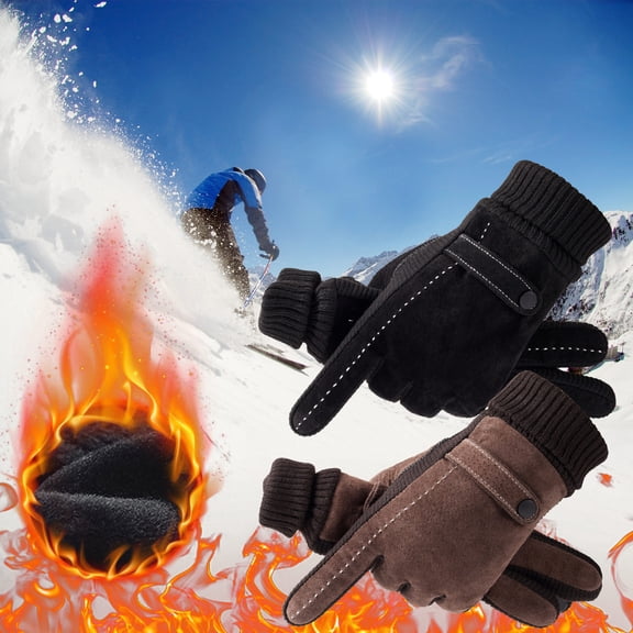 Kugisaki Winter Fleece-Lined Gloves, Touch Screen Waterproof Windproof Cold-Resistant Warm Thickened Gloves for Skiing Cycling Running Fishing Outdoor