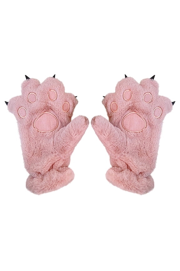 Winter Thermal Gloves Cute Cat Claw Plush Finger Gloves Lined Windstopper Gloves Soft Warm Outdoor Sports Cycling Gloves