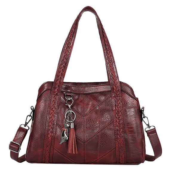 Kugisaki Women Leather Tote Bag Vintage Tote Handbag with Adjustable Strap Lightweight Large Capacity Shoulder Bag for Travel Work
