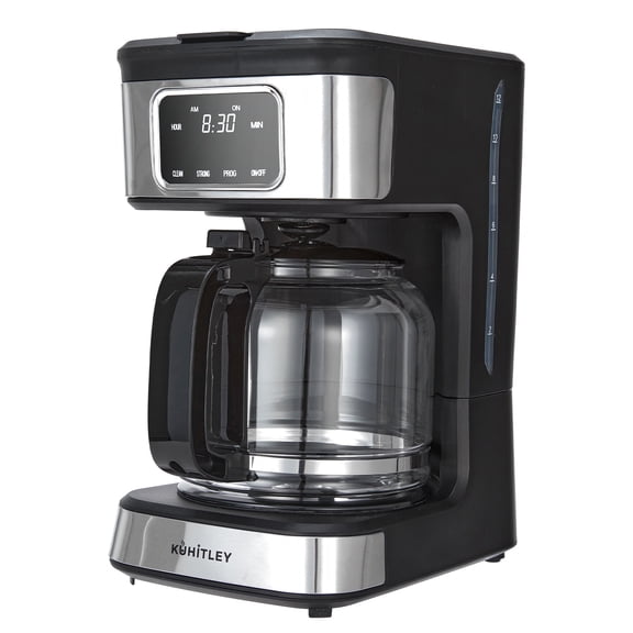 Kuhitley 12 Cup Drip Coffee Maker, 950W Automatic Coffee Machine with Programmable Timer, Strong Brew, 2-Hour Keep Warm & Auto Shut Off, 1.8L for Home Kitchen Daily Use,Black，CM-135ES2