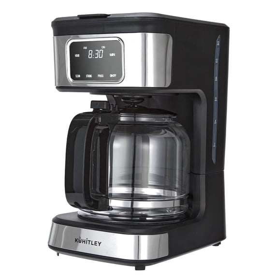 Kuhitley 12 Cup Drip Coffee Maker, 950W Automatic Coffee Machine with Programmable Timer, Strong Brew, 2-Hour Keep Warm & Auto Shut Off, 1.8L for Home Kitchen Daily Use,Black,CM-135ES2