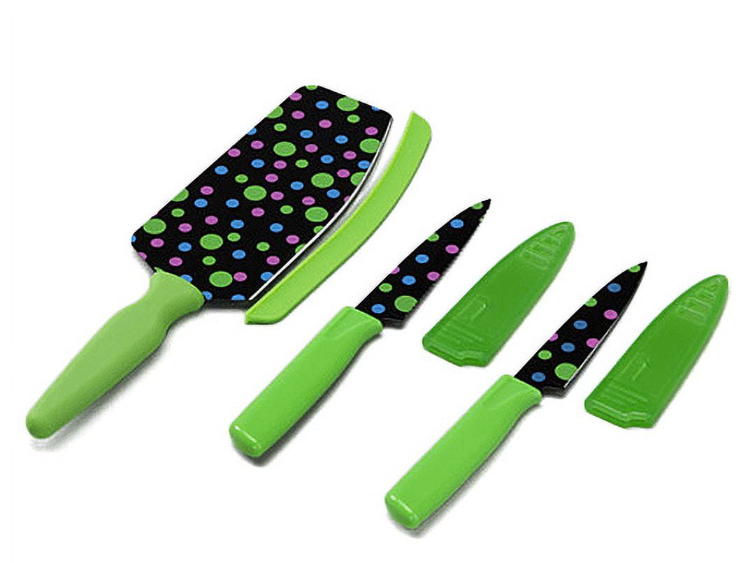 Kuhn Rikon 3pc Decorated Cutlery, Polka Dots Green