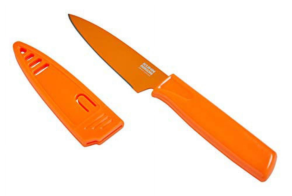 Kuhn Rikon Colori Non-Stick Straight Paring Knife with Safety Sheath, 4  inch, Pink