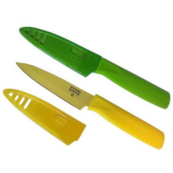 Kuhn Rikon Nonstick Colori Citrus 4-Inch Paring Knife Set, Green/Yellow