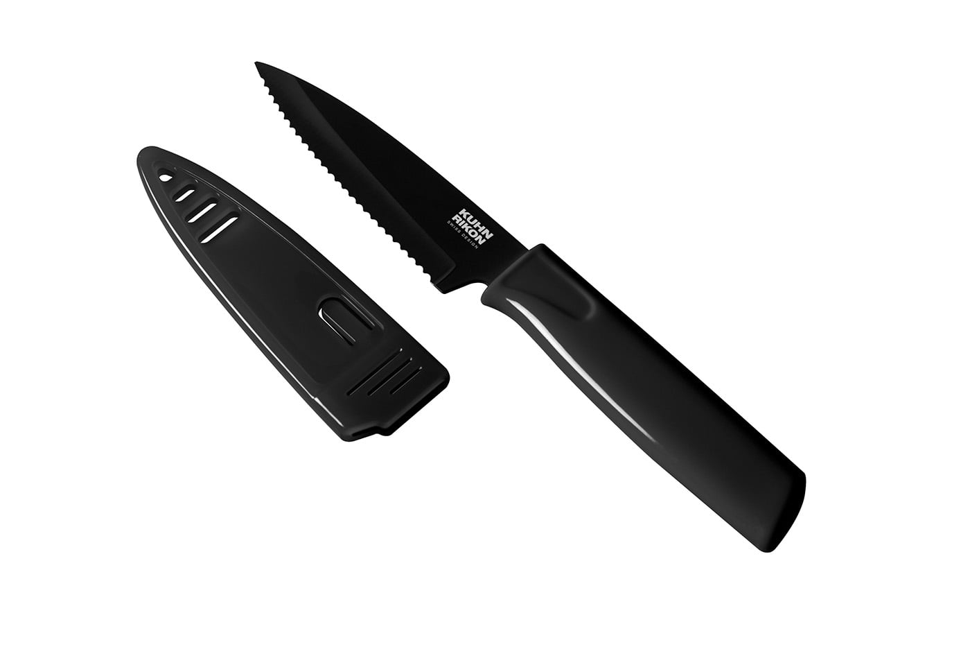 Kuhn Rikon 7.25-Inch Colori Titanium Chef's Knife, Black/Silver