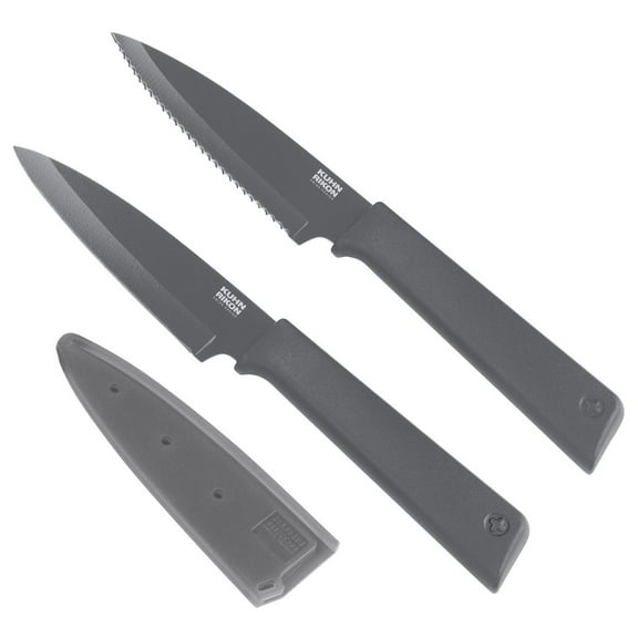 Kuhn Rikon Graphite Grey Non-Stick Paring Knife Set