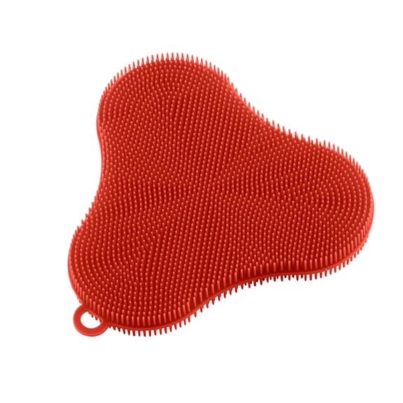 Kuhn Rikon Stay Clean Silicone Scrubber Sponge, Clover, Red